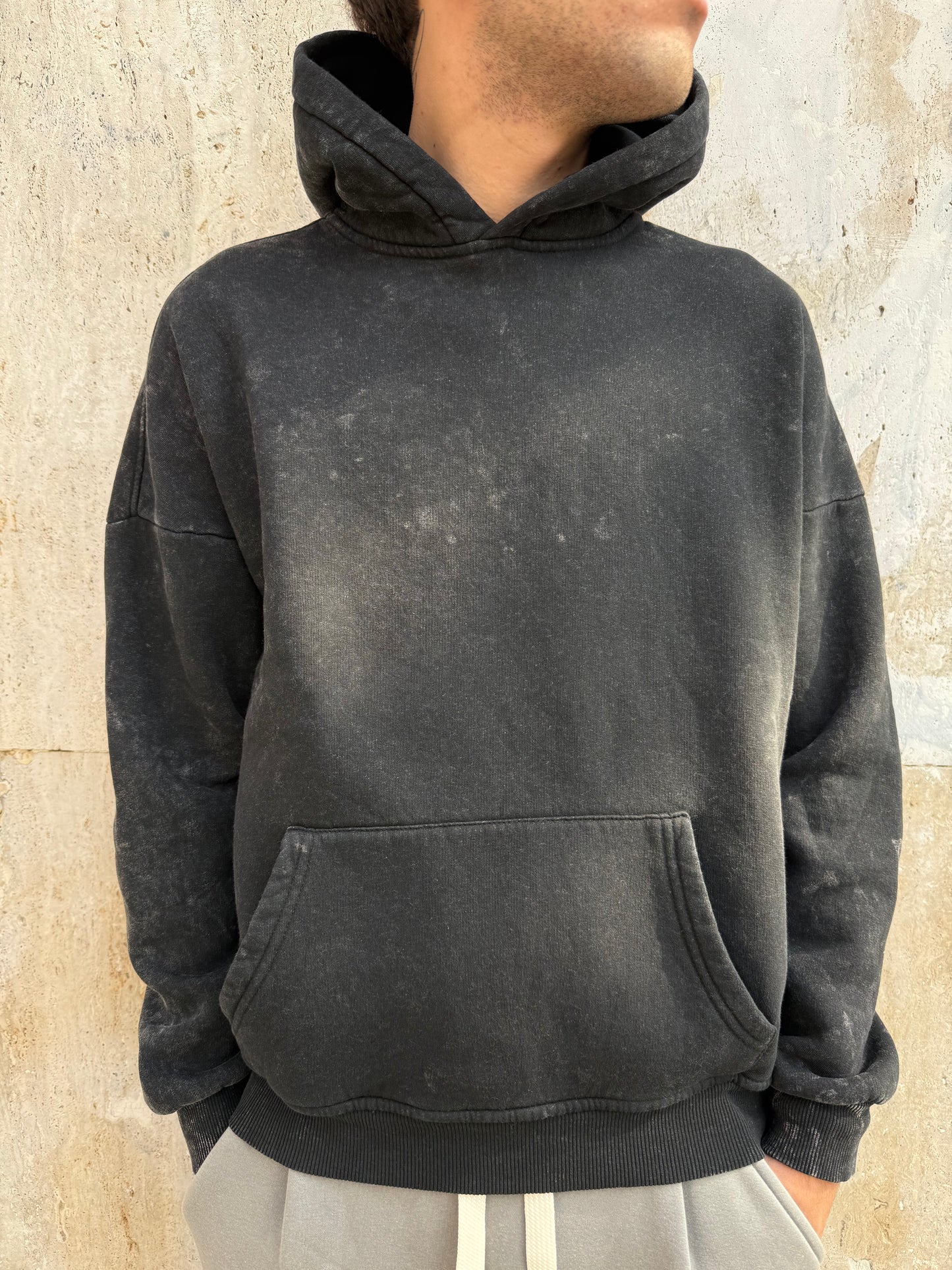 Felpa marmo nera felpata