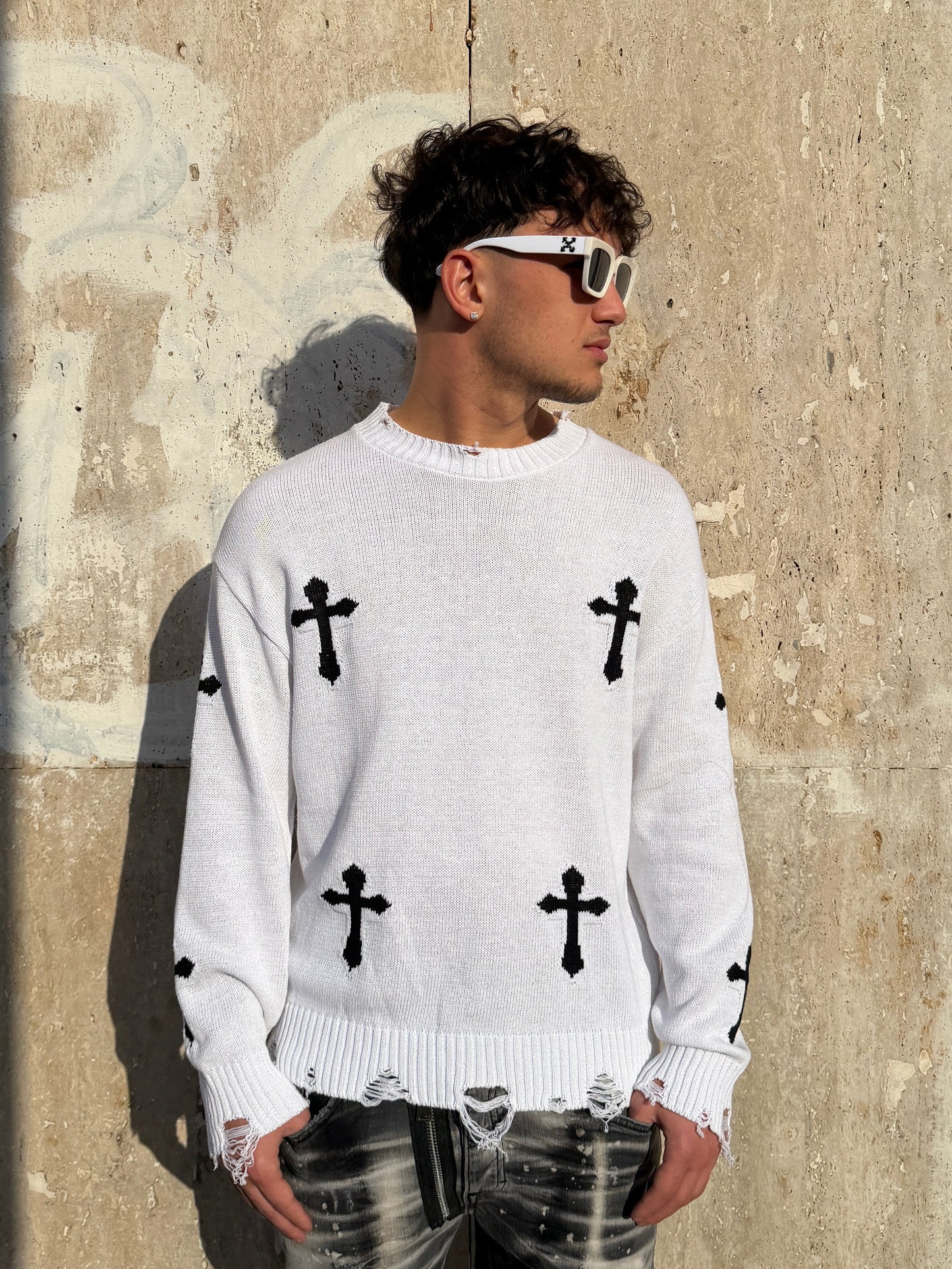 Maglione chrome bianco