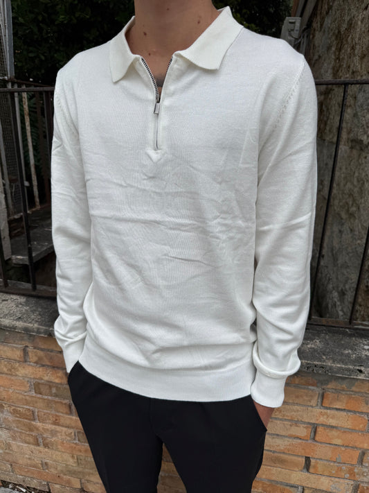 POLO ZIP MINIMAL BIANCA