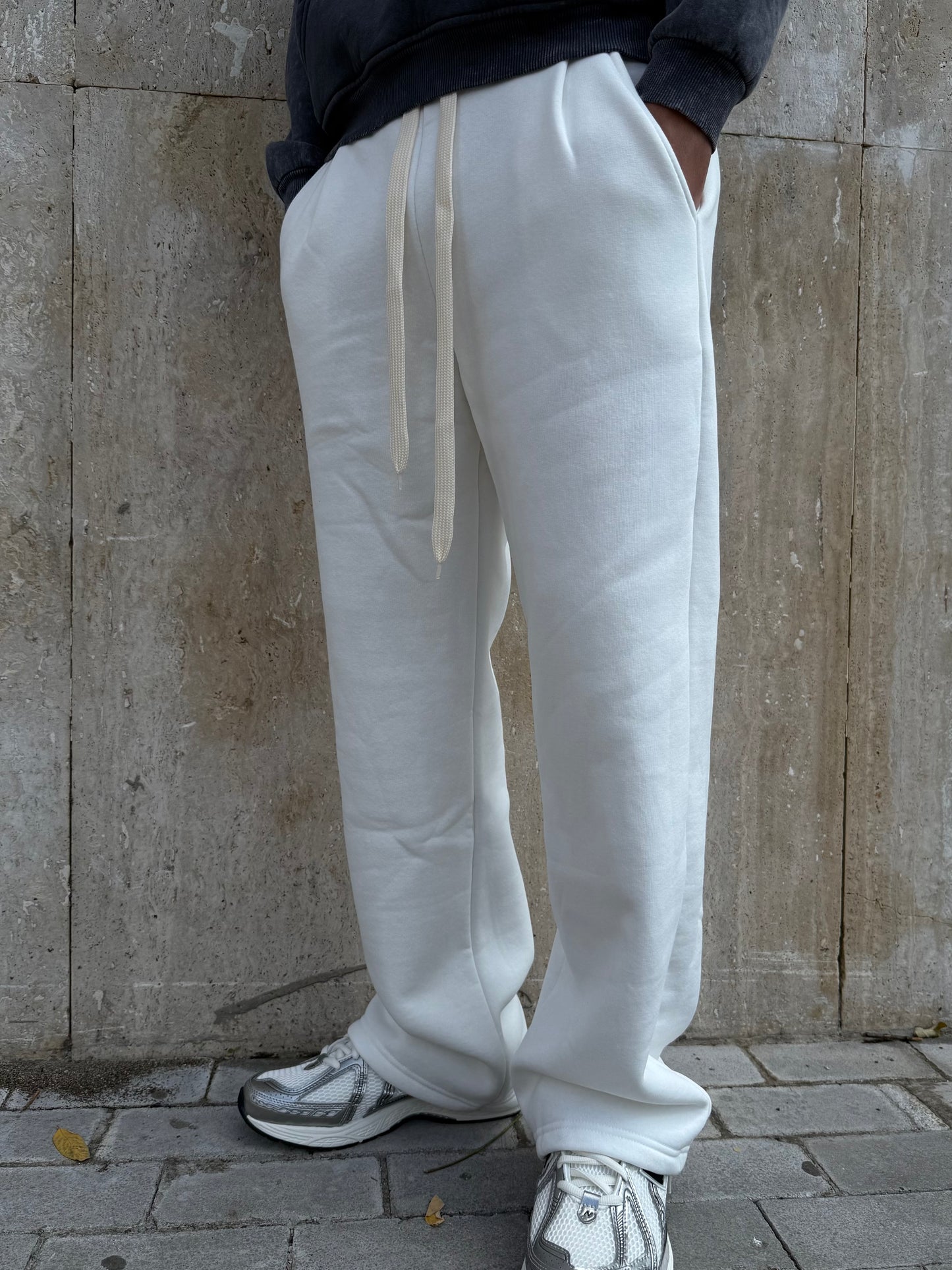 Pantalone tuta baggy bianco