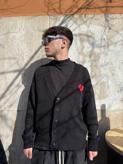 CARDIGAN NERO CUORE SPEZZATO