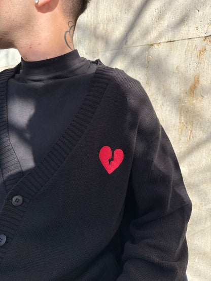 CARDIGAN NERO CUORE SPEZZATO