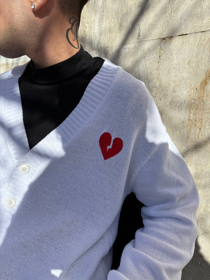 CARDIGAN BIANCO CUORE SPEZZATO